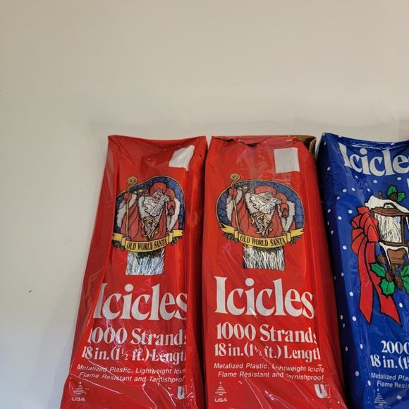 Vintage NOS Lot 4 Boxes Christmas Icicles Tinsel 2000 Count 18" Union Wadding - Picture 2 of 5